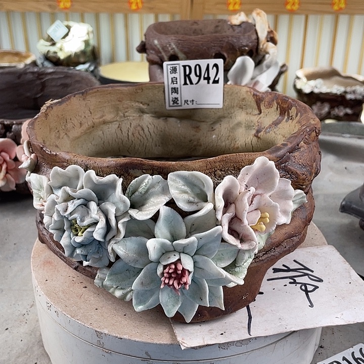 紫砂花盆景德镇陶瓷花盆042