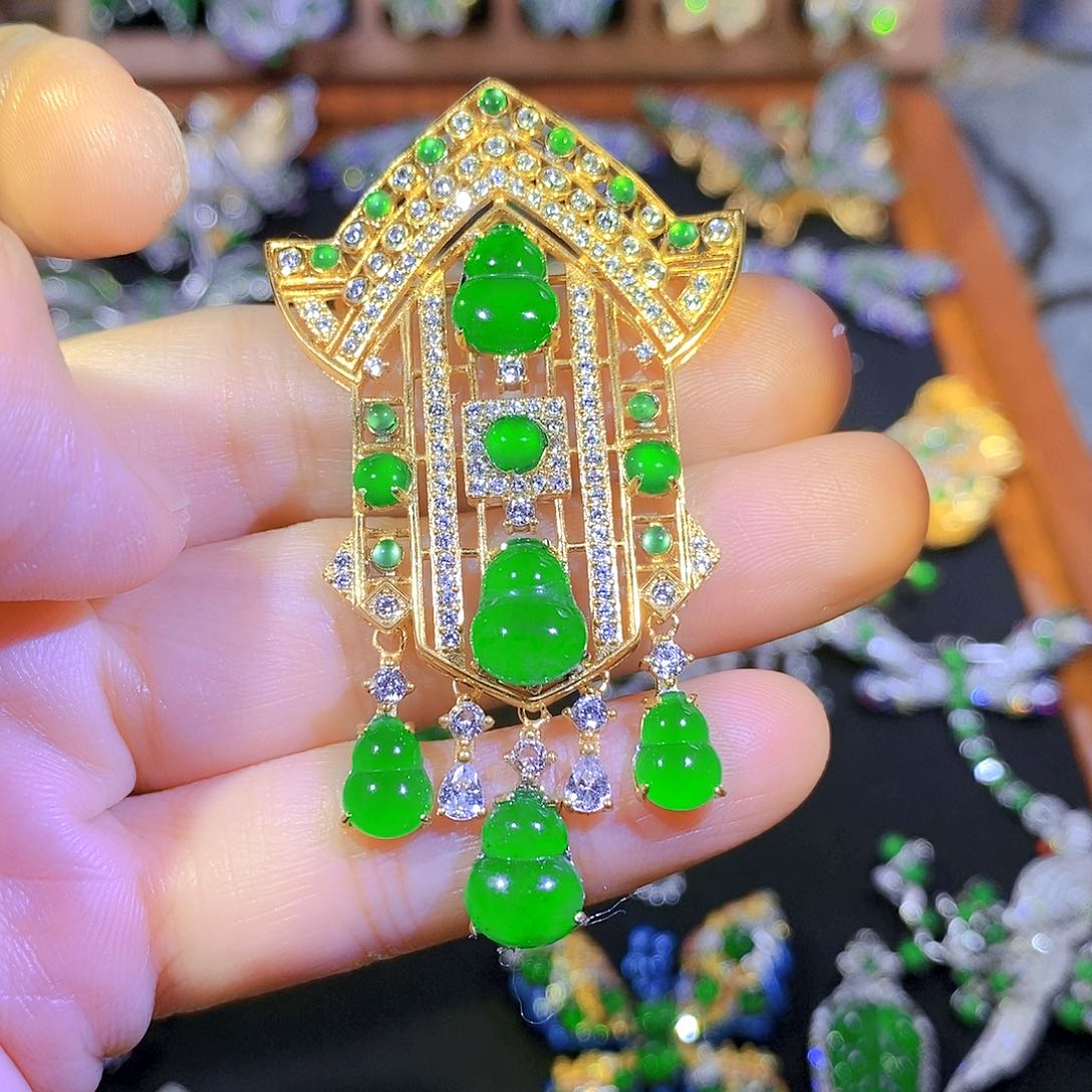 吊坠(不含链)银S925镶嵌翡翠丽*