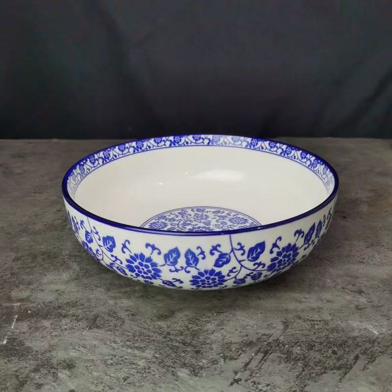 景德镇陶瓷汤盘盘子缠枝瓷盘圆盘