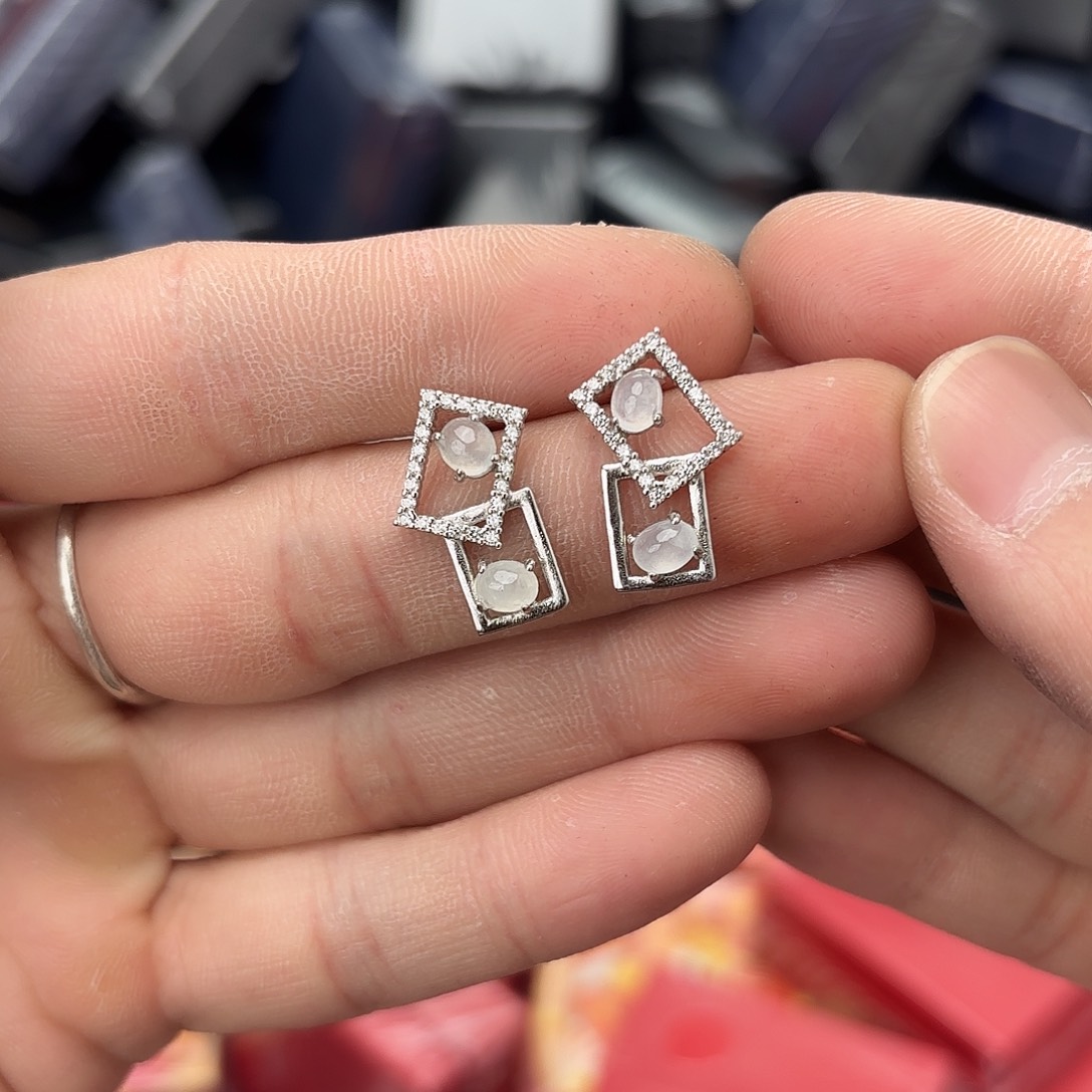 翡翠戒指银S925镀金镶嵌