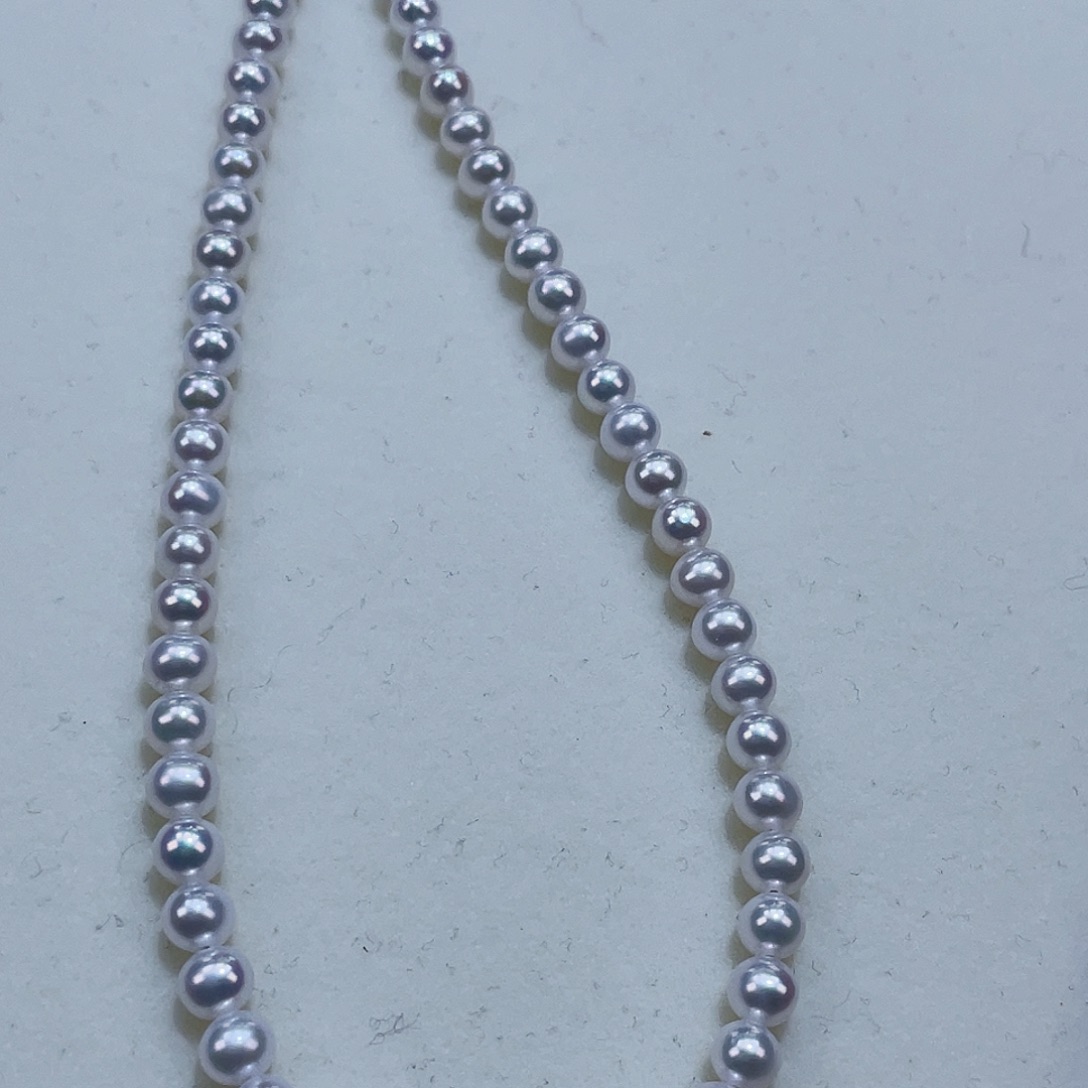 淡水珍珠颈饰银S925镶嵌4m极光冷钱白捡漏！