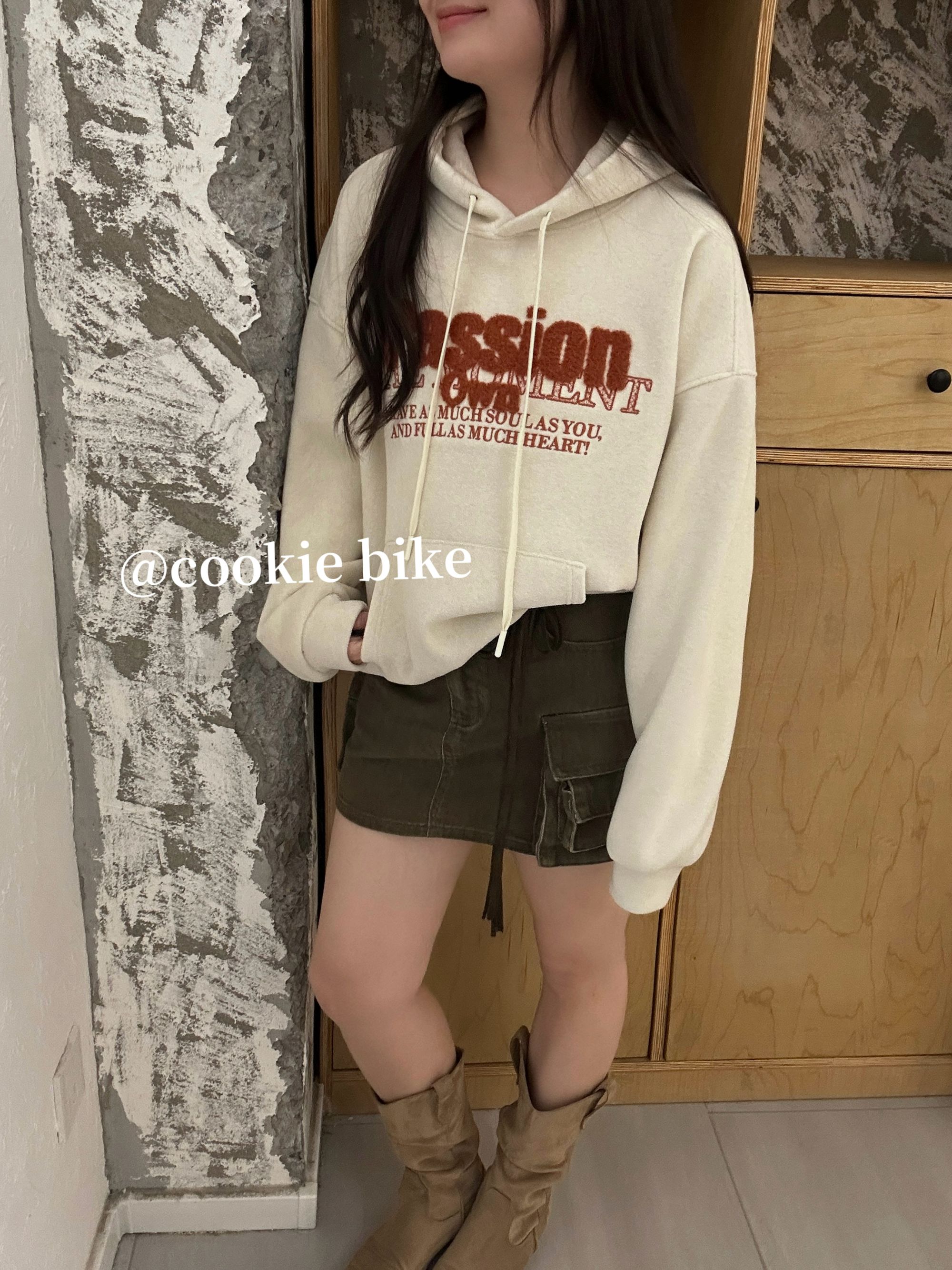 091【冬季新款】毛巾绣字母passion韩系百搭连帽卫衣（0166）