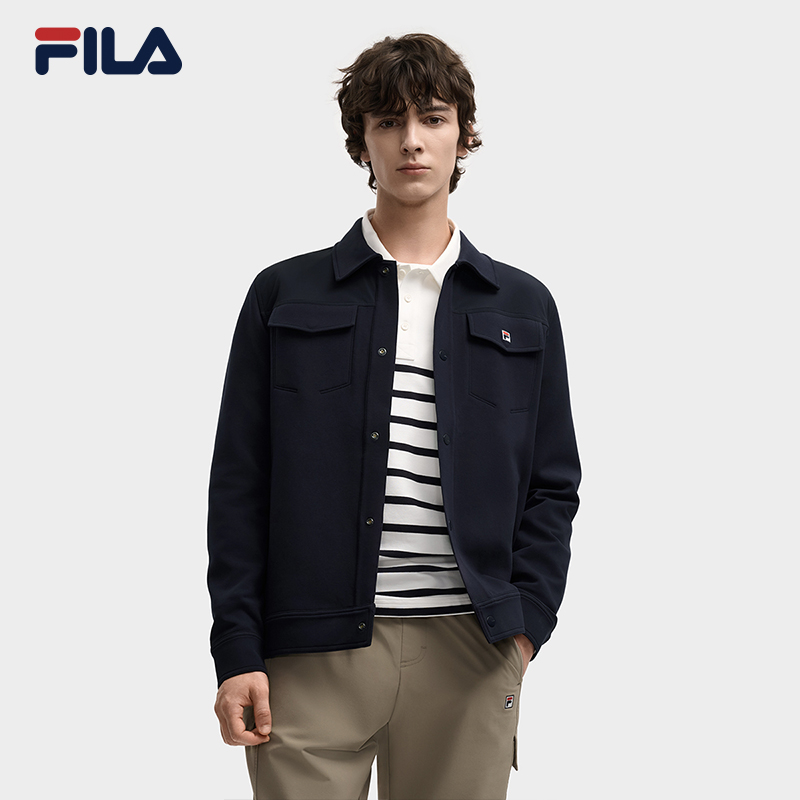 Fila/斐乐2025秋季男士翻领休闲夹克外套时尚潮流百搭F11M548506F