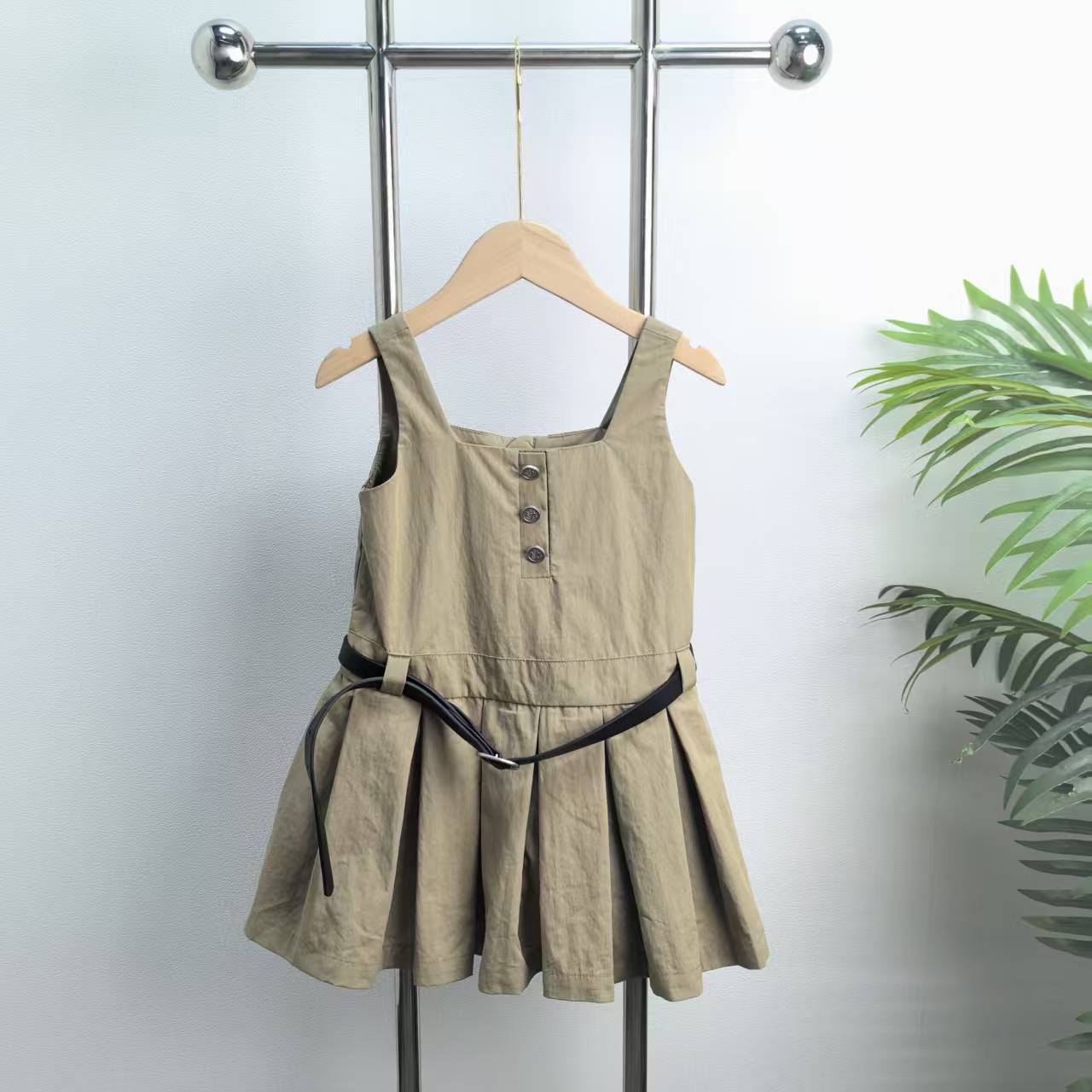【5097L】卡其色背心裙B7-9