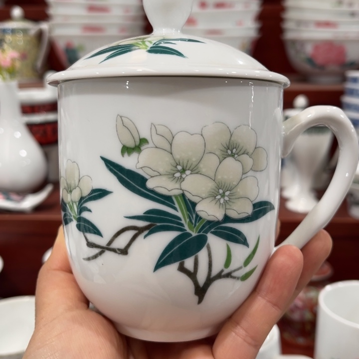 陶瓷醴陵釉下贴花高温办公杯