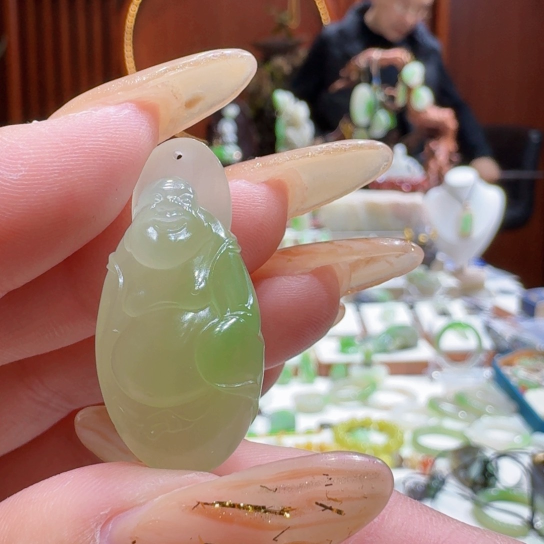 和田玉翠青佛公未镶嵌