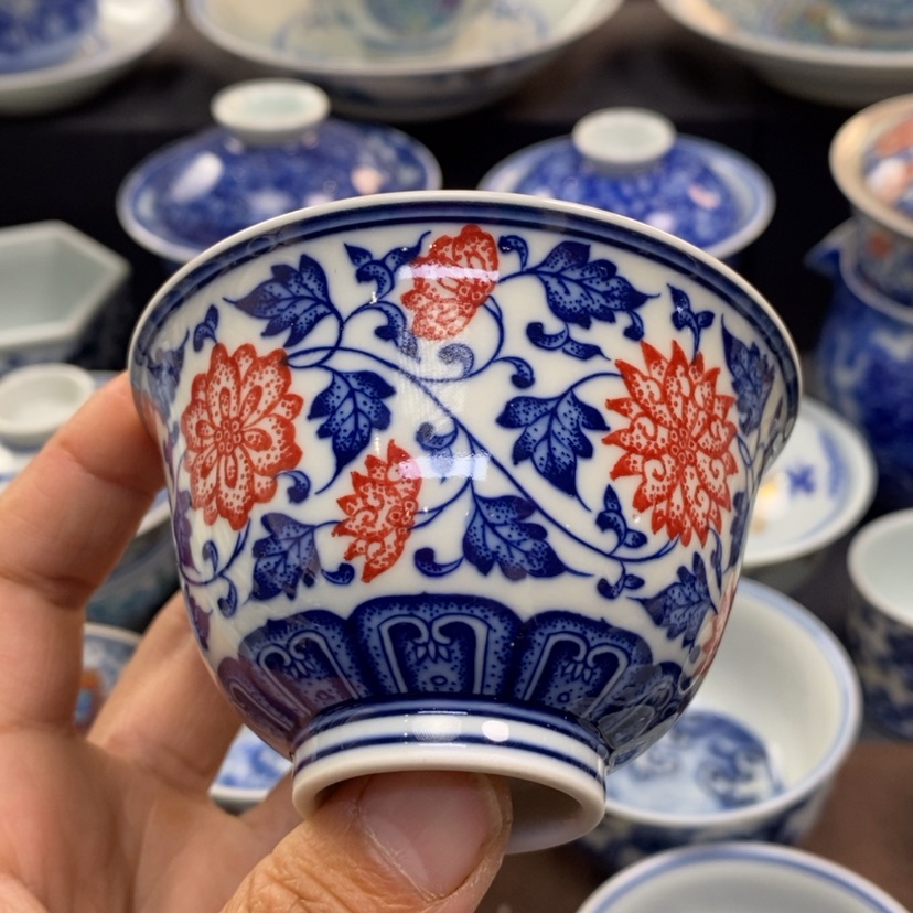 【闪购商品】景德镇青花釉里红主人杯