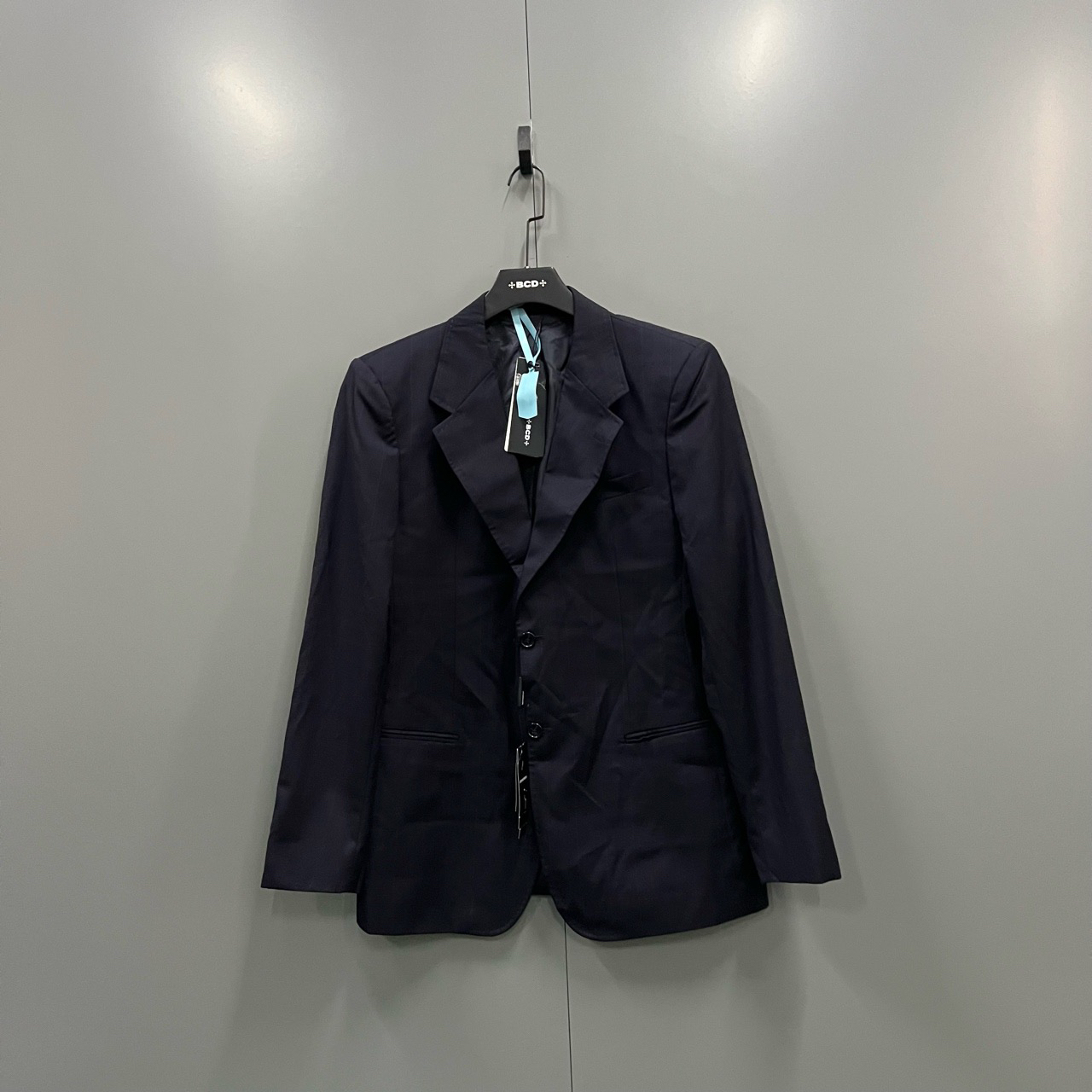 95新 GIORGIO ARMANI/阿玛尼 （cc）藏青色格子西服 58码/206712