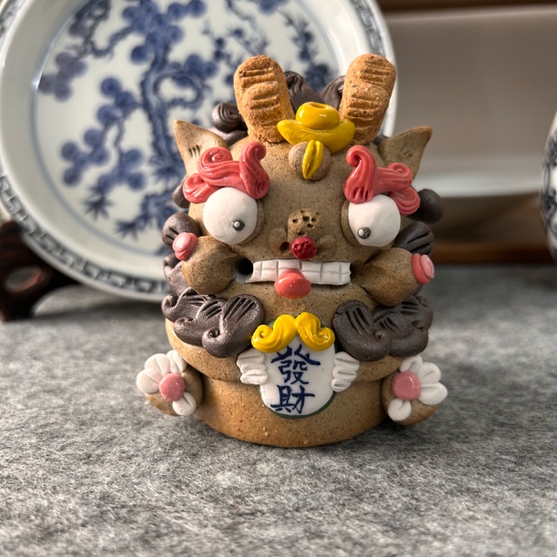 九畹兰芷纯手工捏制陶泥貔貅茶宠