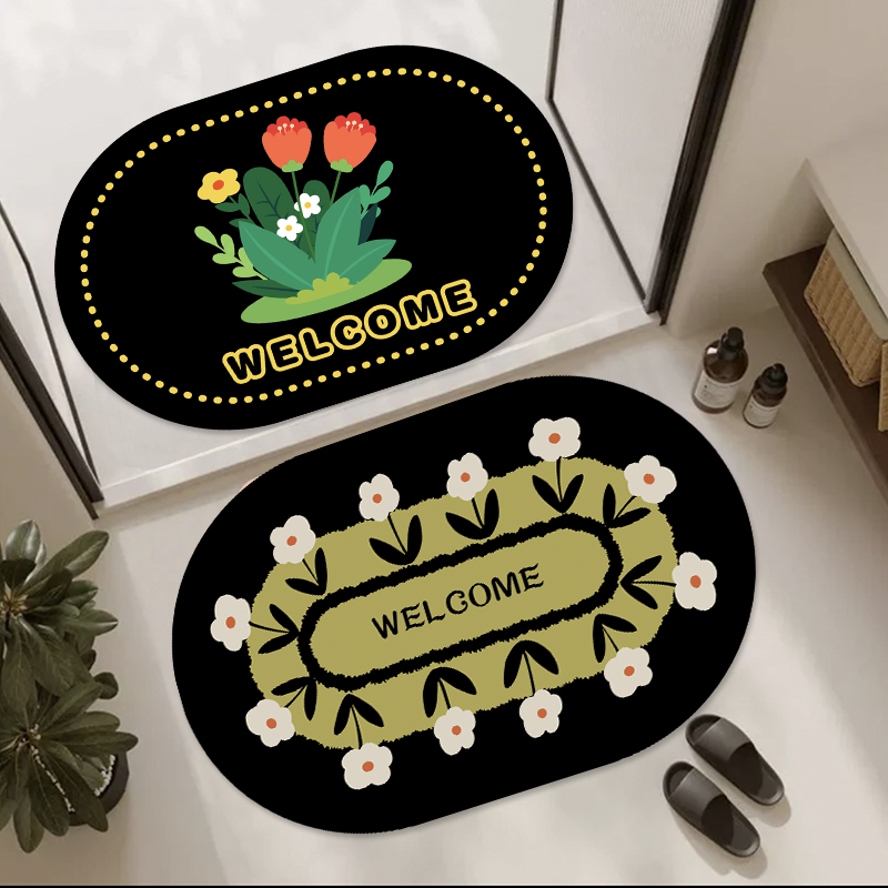 春韵花环卡通浴室吸水地垫软硅藻泥卫生间门口防滑脚垫子厕所地毯