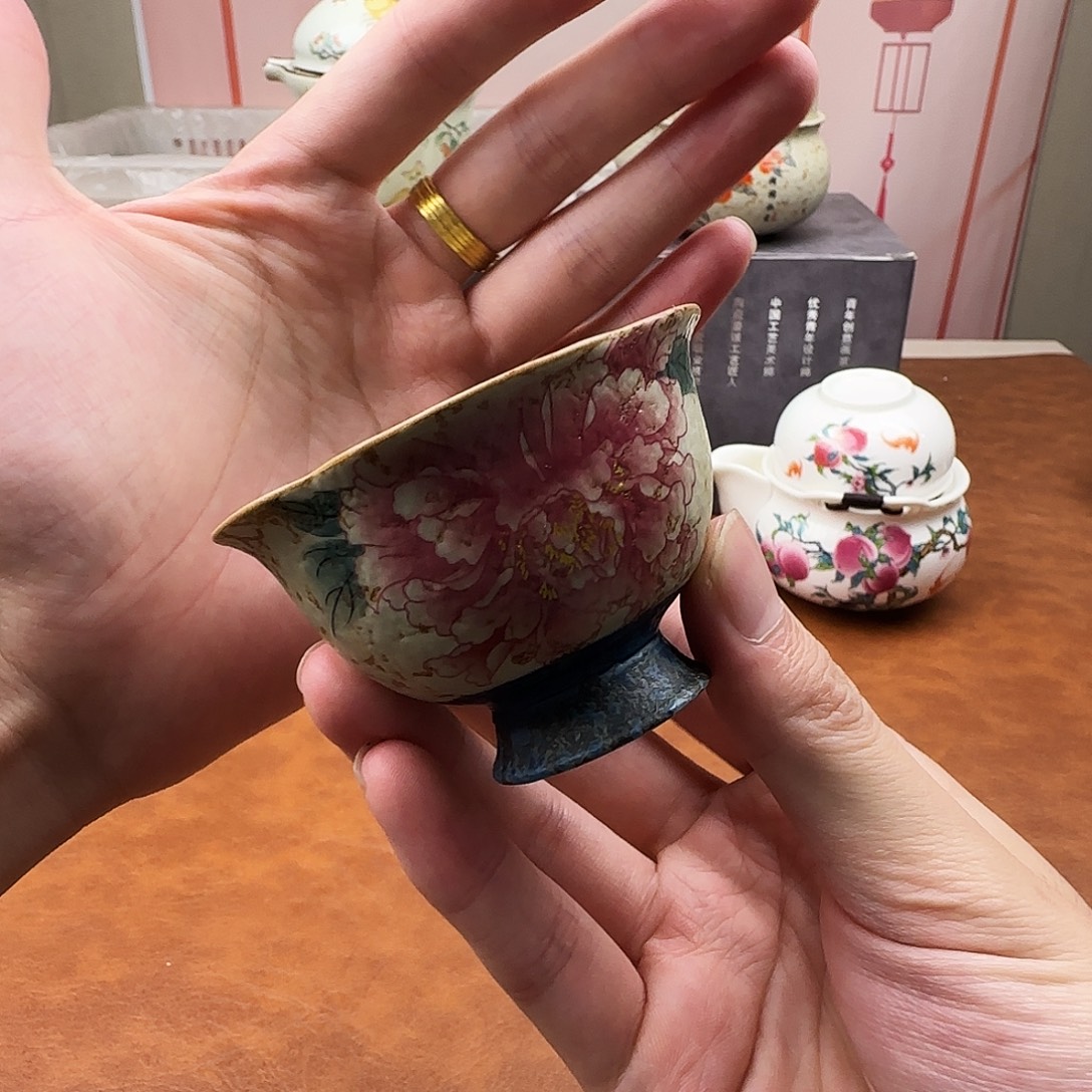 颜瓷闪购商品链接牡丹花瓣杯