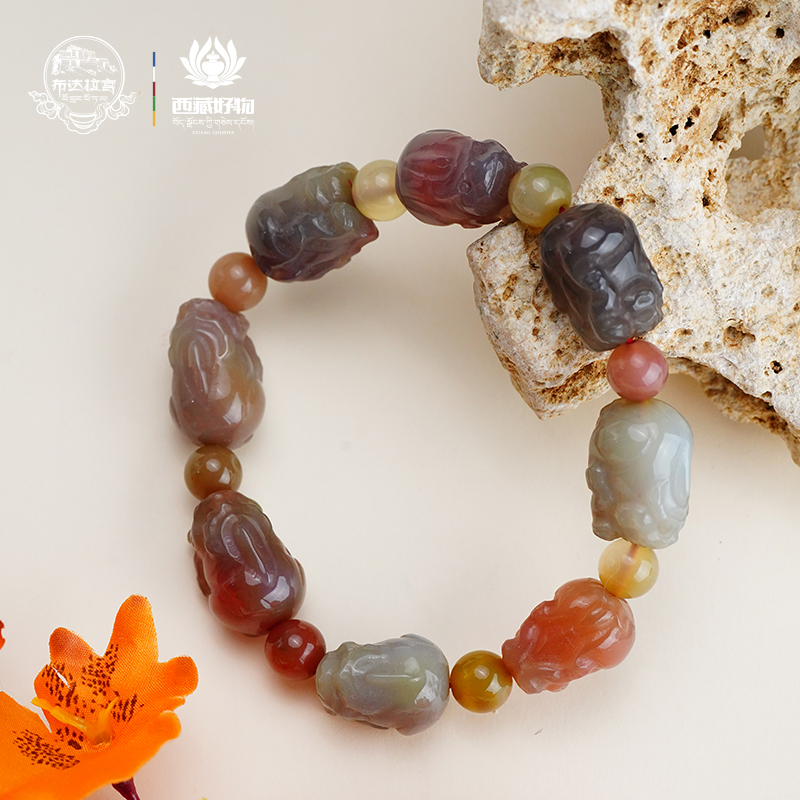 布达拉宫玛瑙貔貅雕件手串