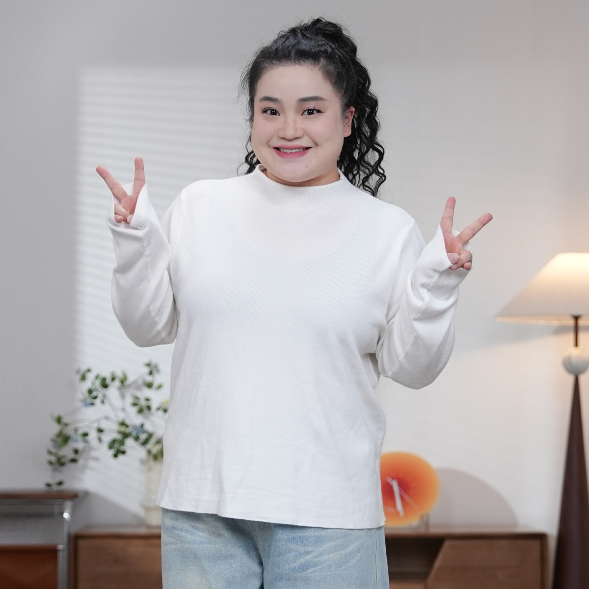 福饮沸别【针织打底】秋季大码胖mm针织小高领打底毛衣YP25127