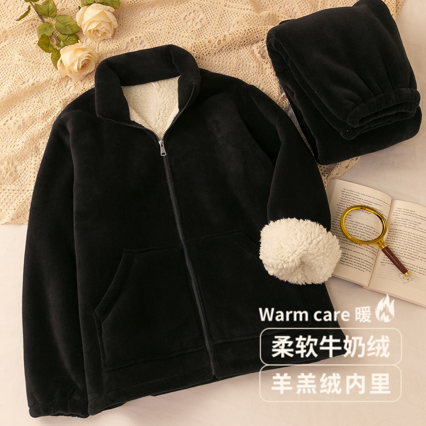 【双层加厚】睡衣秋冬季情侣款男女套装法兰绒珊瑚绒家居服可外穿