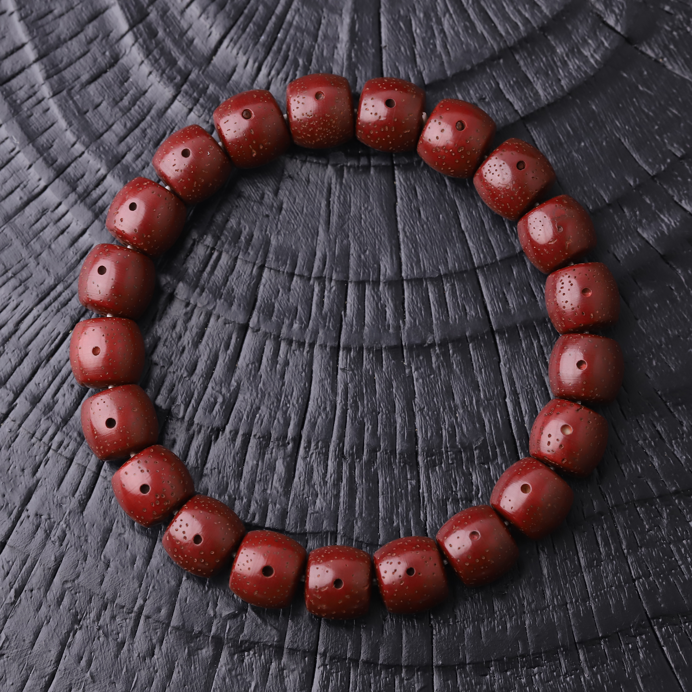 非金属手链 S2197直切朱朱供山楂红星月菩提子单圈文玩手串