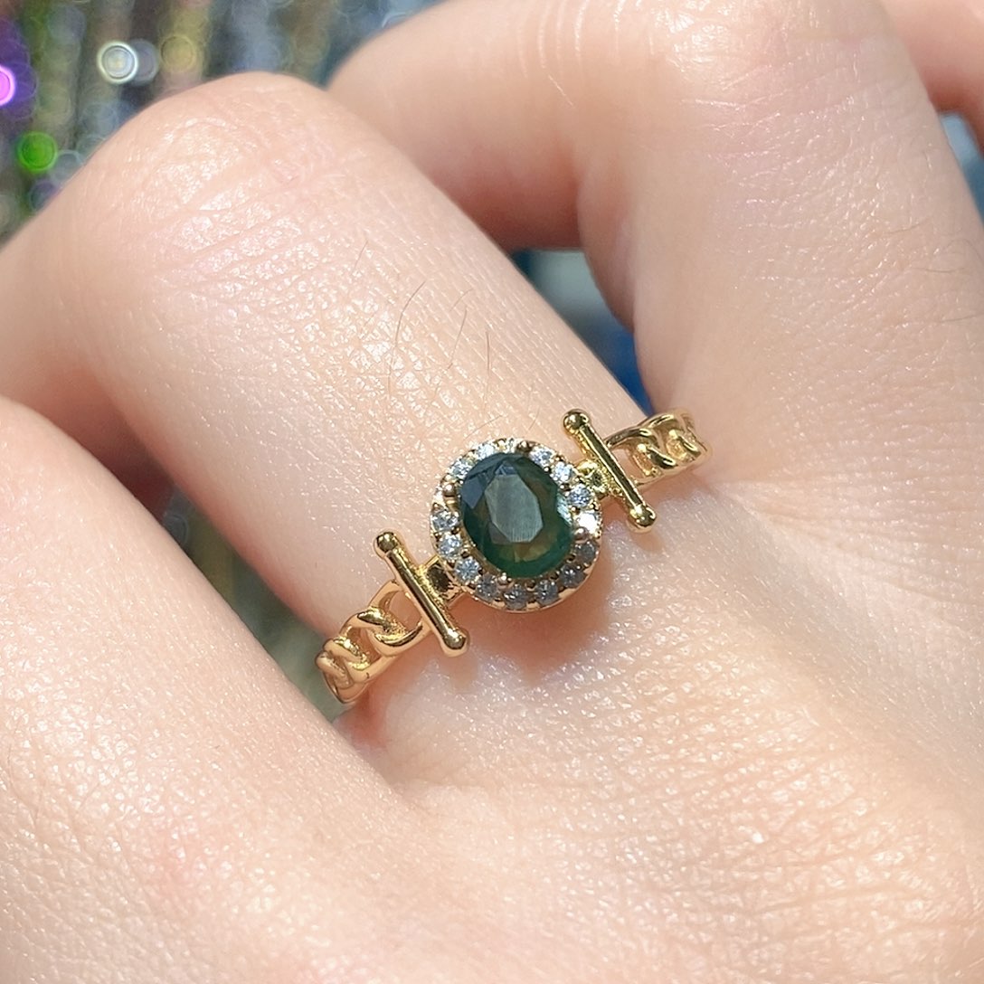 戒指蓝宝石银S925镶嵌天然蓝宝石