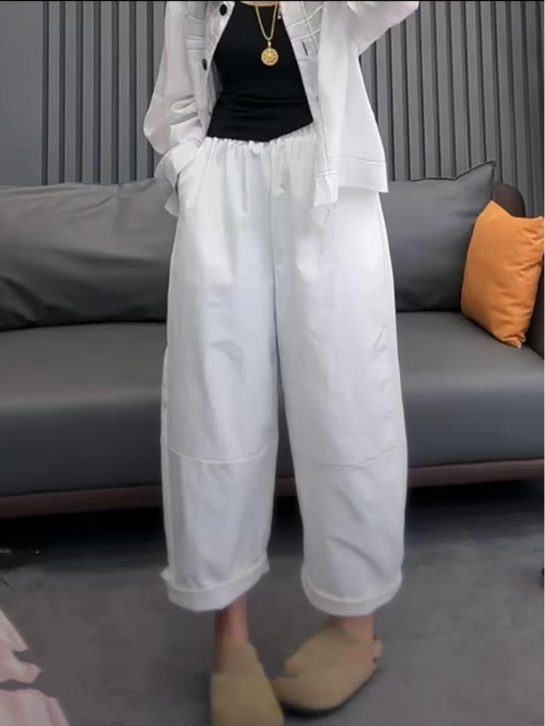 6311 慵懒风九分裤夏季直筒裤休闲裤百搭阔腿裤时尚卫裤 F136三楼