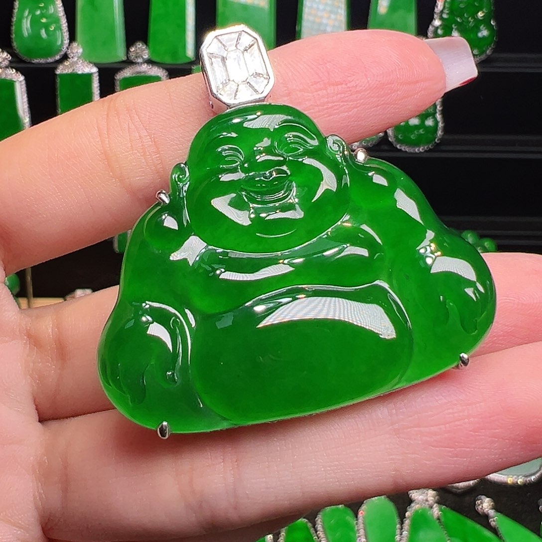 翡翠吊坠(不含链)18K金镶嵌