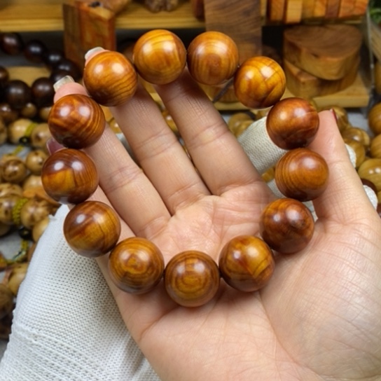 柏木（崖柏）手串/手链1.8双面黑金闪电水波