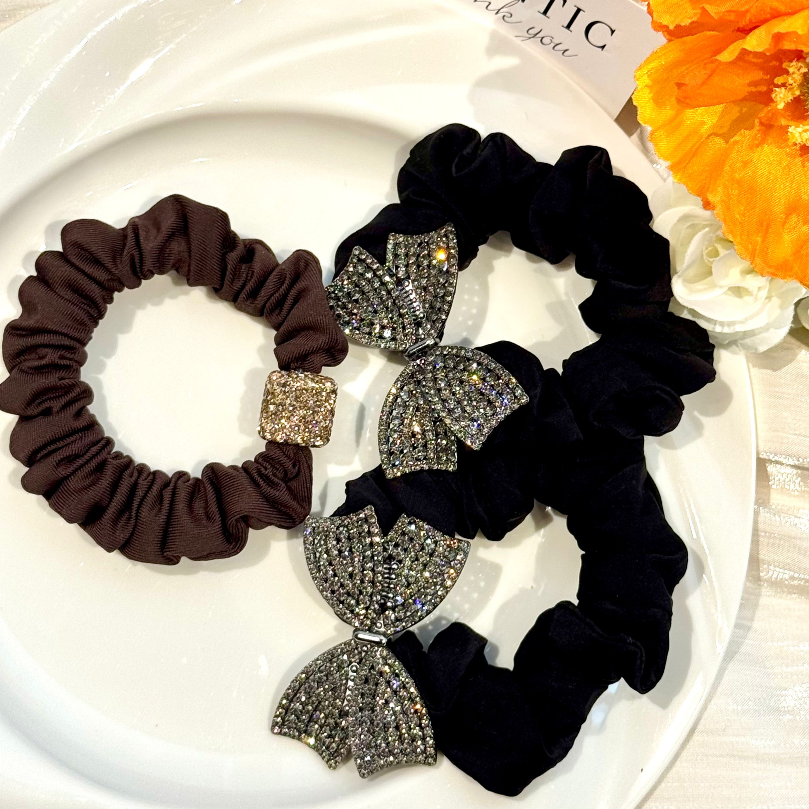 东大门 韩国新款蝴蝶结钻发绳闪亮精致甜美百搭轻奢高级款1052