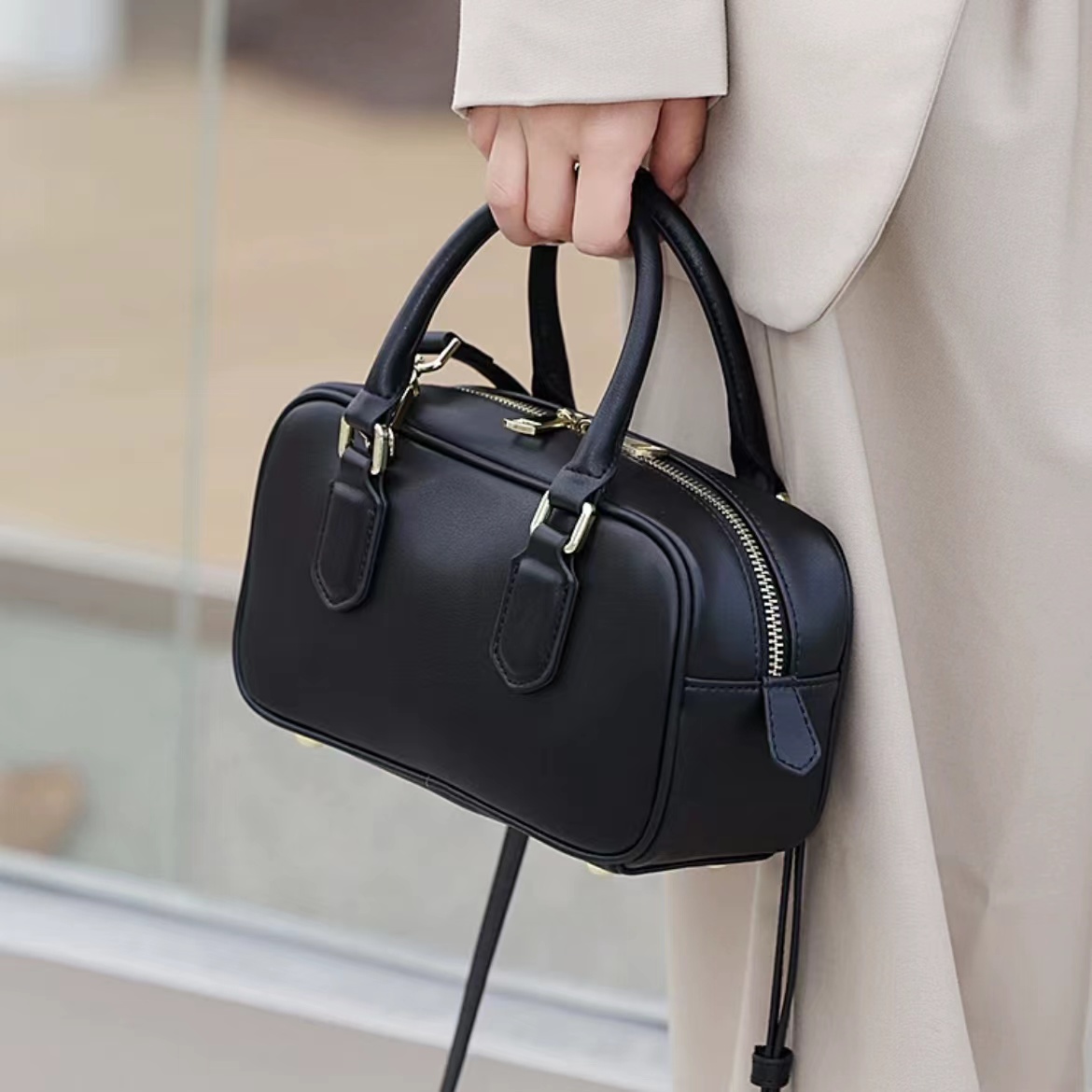 【小裴DY8002】休闲手提包百搭黑色女士简约单肩女士时尚斜跨手拎包