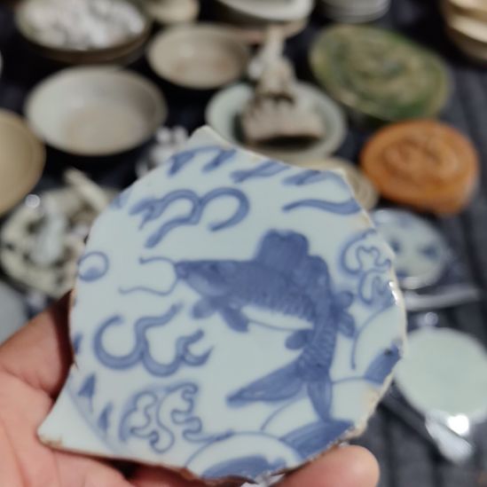 瓷片清花影青杯垫学习标本