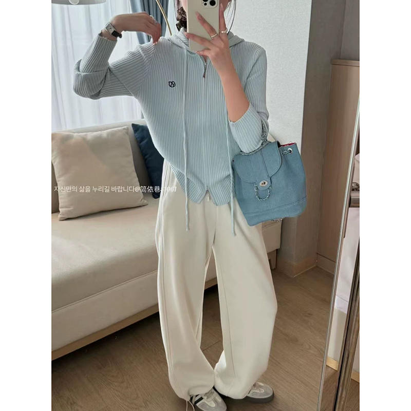 【婴儿蓝】3713开衫外套超柔软高品质连帽针织毛衣