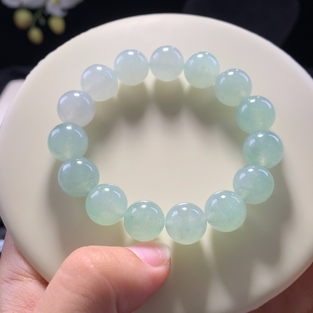 翡翠未镶嵌手串卡12青提串