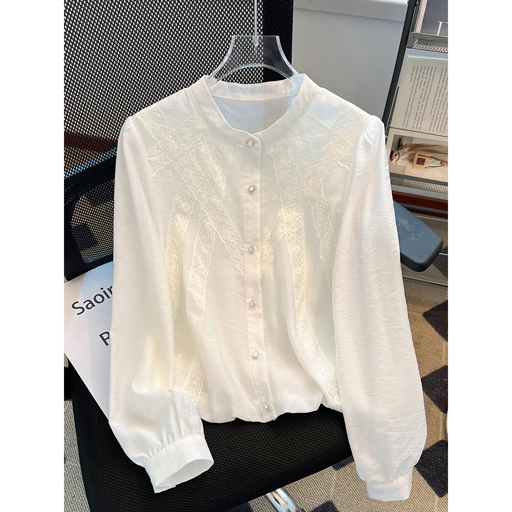 五一旅游出街衣服春夏季2025新款超好看蕾丝花边长袖漂亮小衫上衣