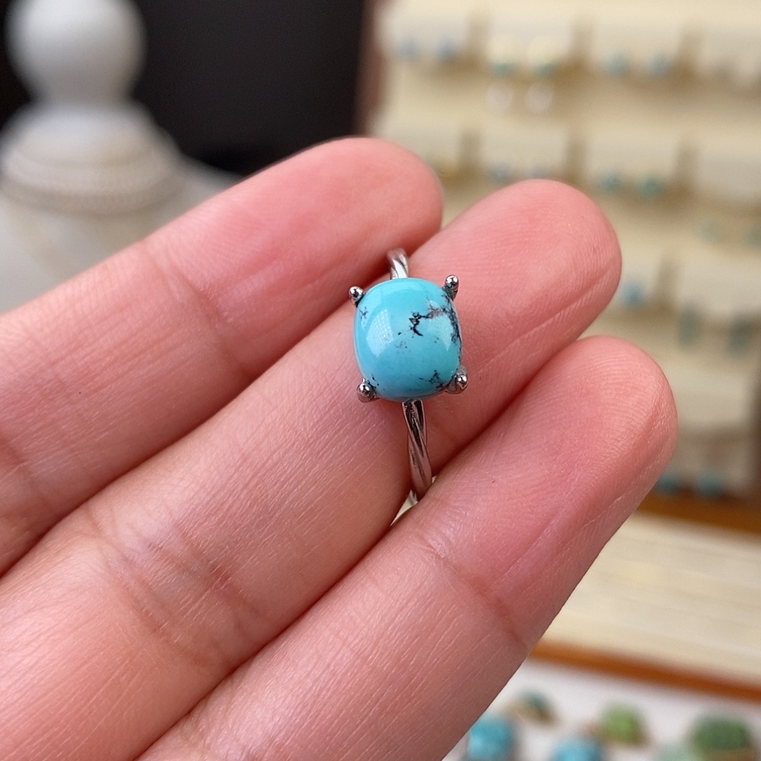 绿松石戒指银S925镶嵌