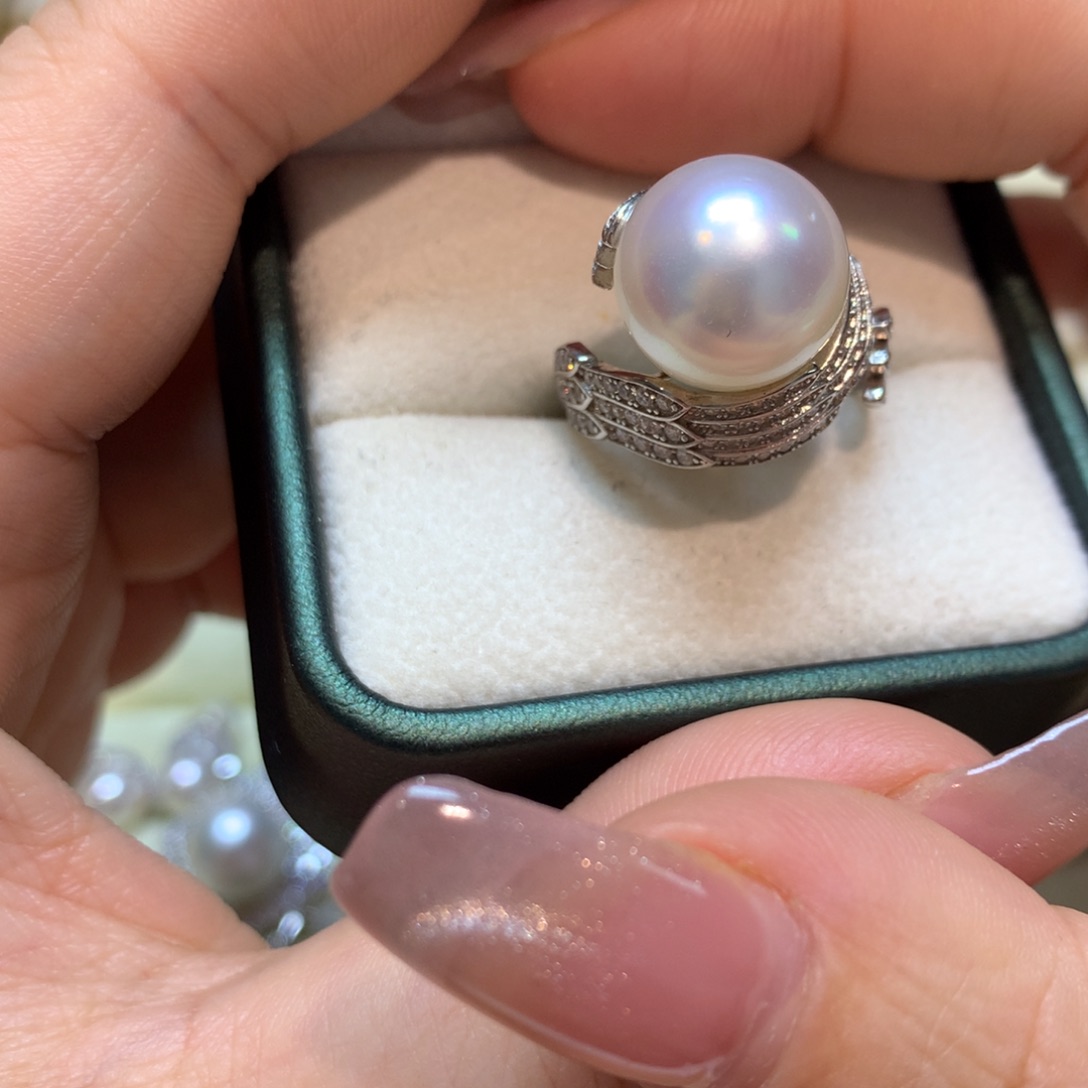 海水珍珠戒指银S925镶嵌