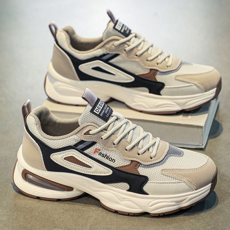 春季男鞋新款透气网面青少年运动鞋韩版潮流百搭厚底休闲老爹潮鞋