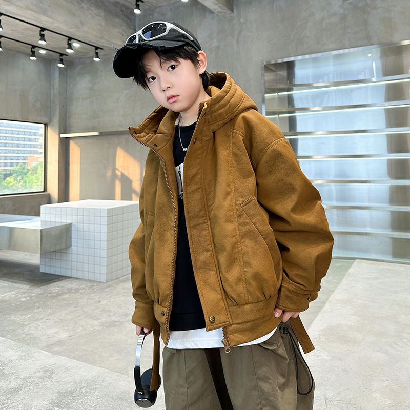 男童外套秋冬款2025新款儿童装冬季加厚加绒派克服男孩冬装夹克潮