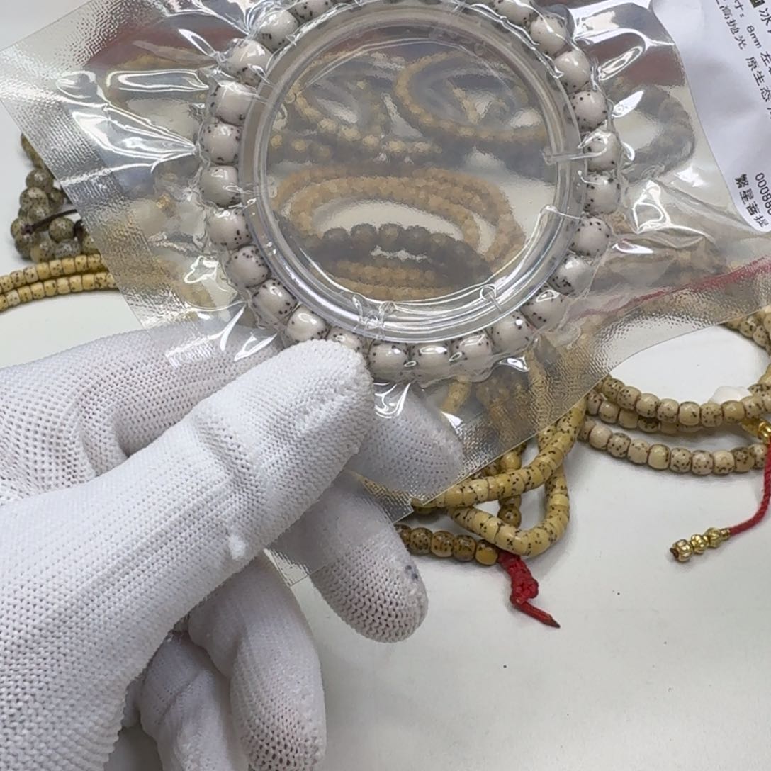 星月菩提手串13创世冰白石玉河豚8左右桶单圈