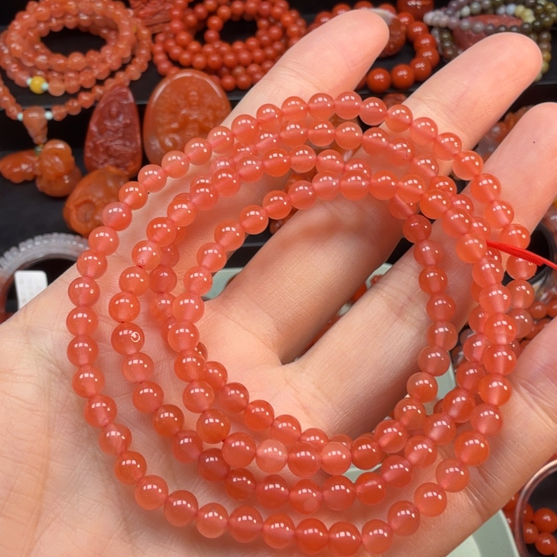 南红玛瑙未镶嵌粉红5mm