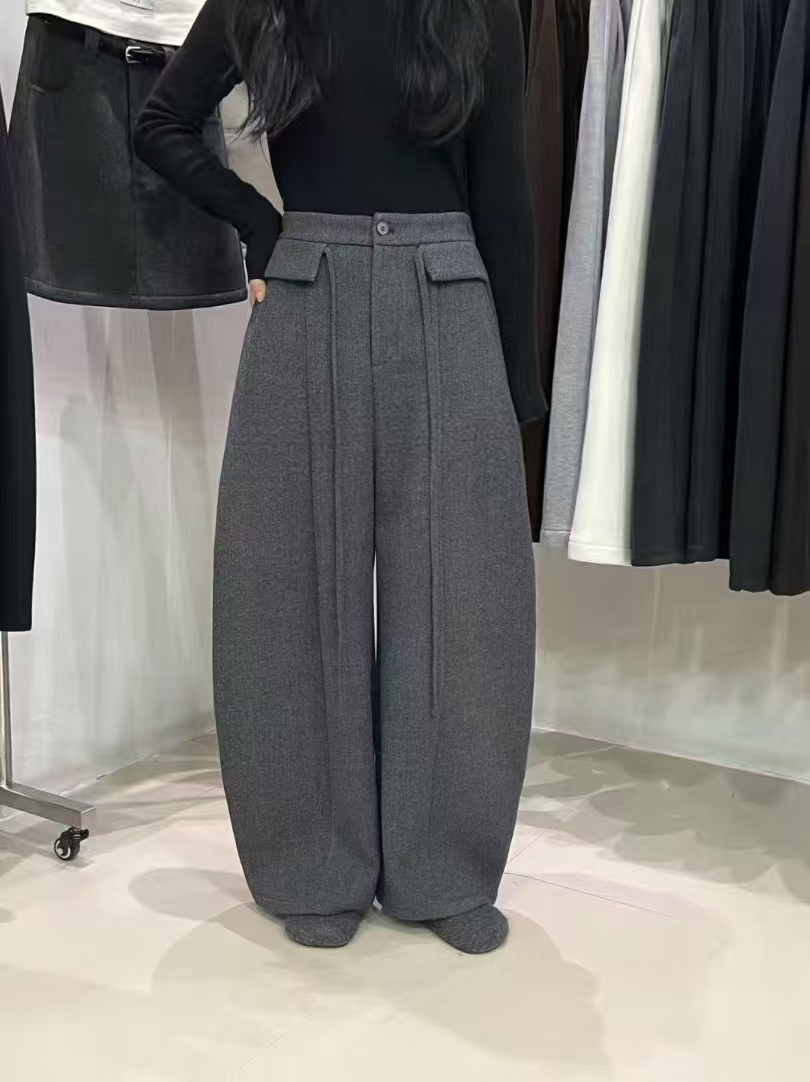 Datou·爆款！ 6286秋冬宽松阔腿裤加绒毛呢弯刀裤