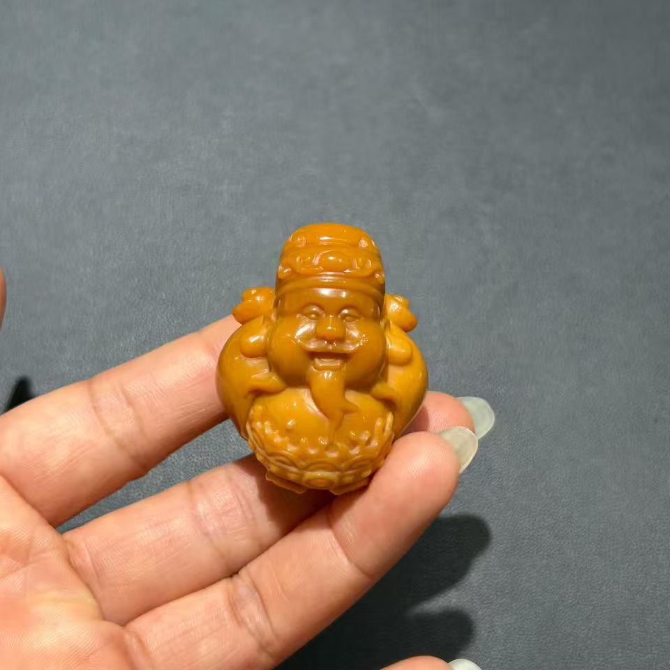 黄龙玉财神爷毛衣链挂件玉佩