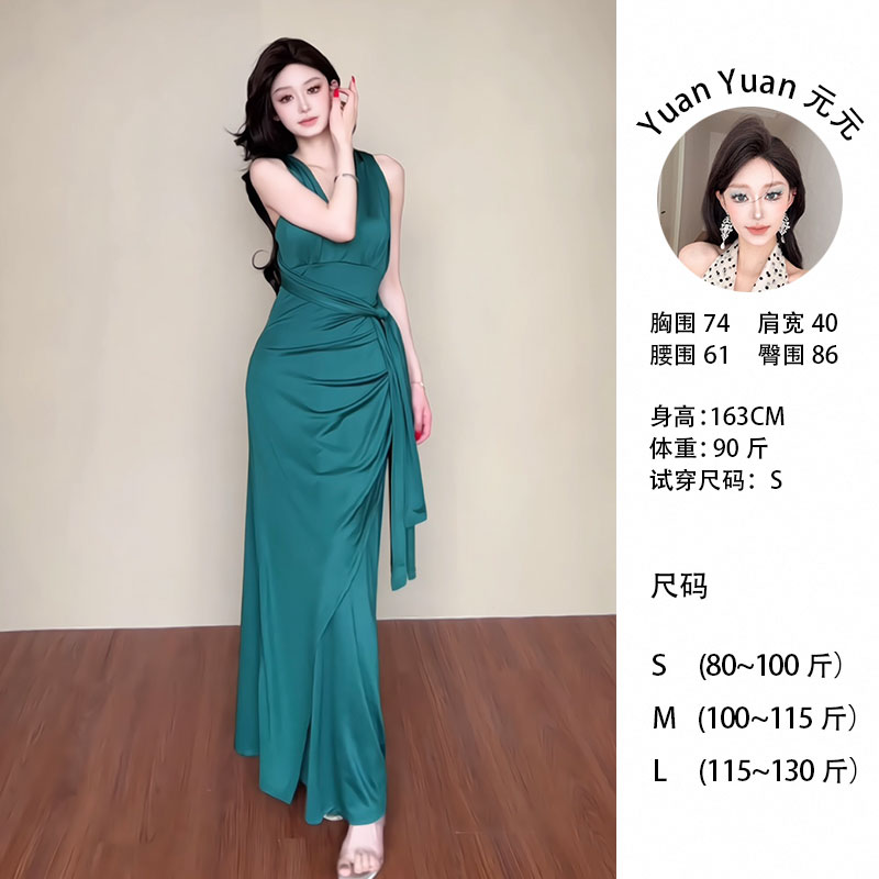 F8/C089 1209【Yy】法式高级感名媛收腰连衣裙纯欲风多种穿法长裙女