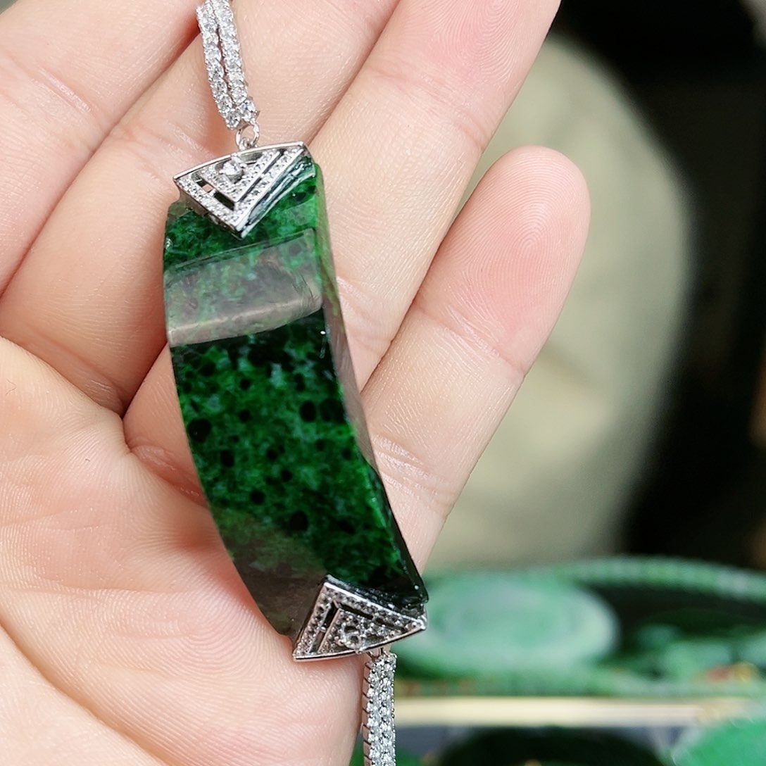 翡翠颈饰银S925镶嵌手链