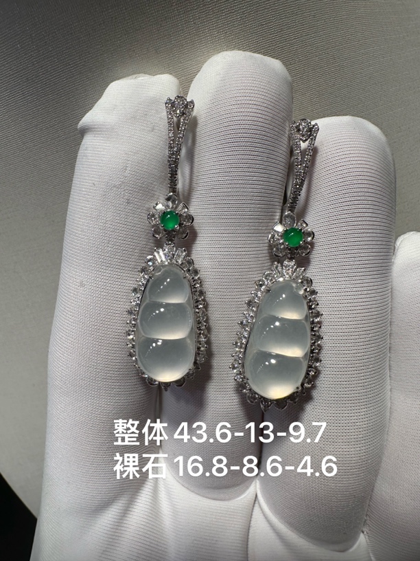 玻璃种福豆耳环完美