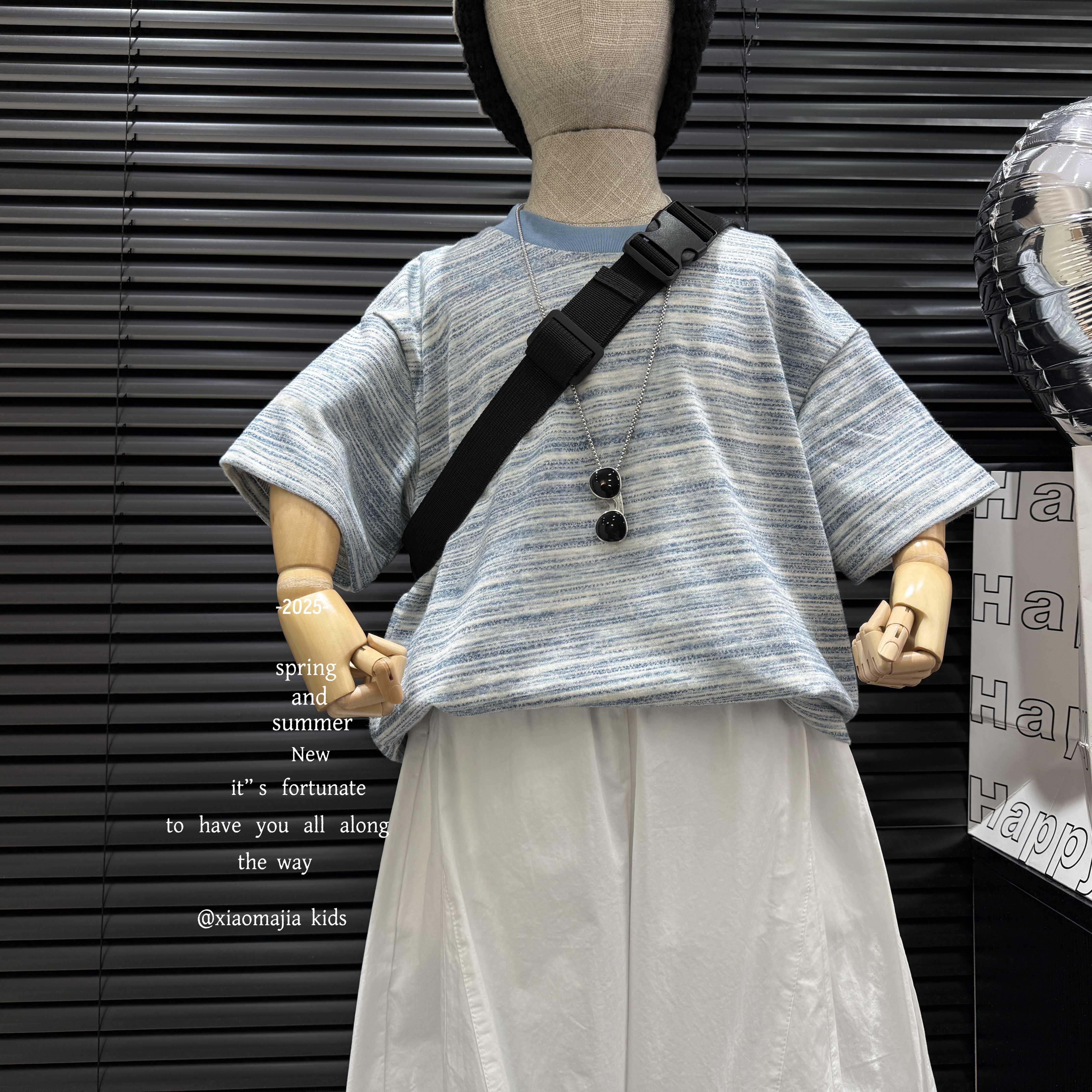 儿童夏季新款时尚条纹T恤D-5390欧若风穿搭宽松洋气男童女童上衣