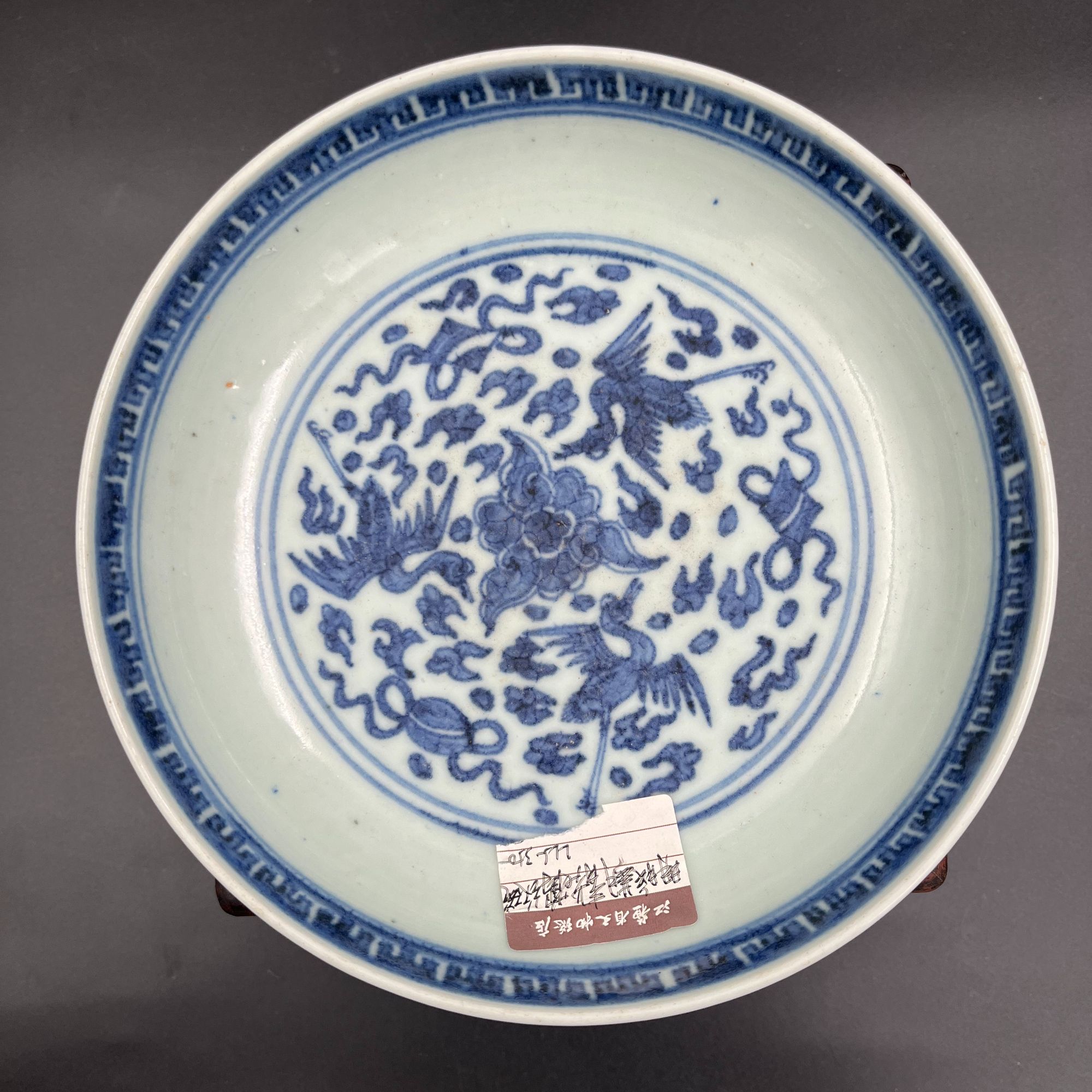 明青花云鹤纹盘--572