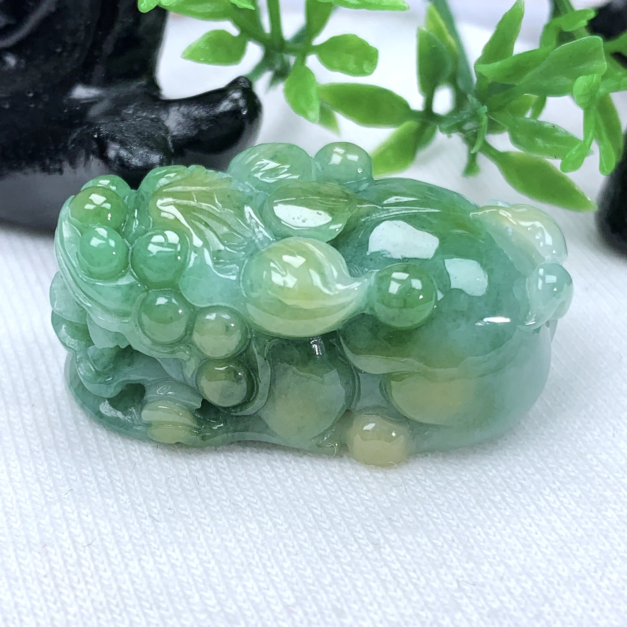 天然缅甸翡翠A货黄加绿貔貅吊坠挂件胖胖饱满33.5−19.2−14.5mm