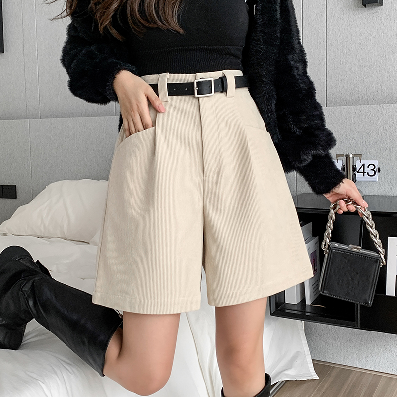 【红姐推荐】秋冬雪尼尔显瘦阔腿休闲短裤外穿打底裤