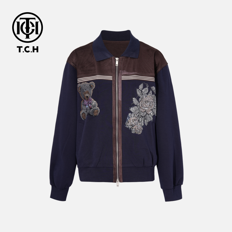 TCH私服秋冬烫钻工艺淑女百搭新潮流外套女T75C17E1011轻奢tch