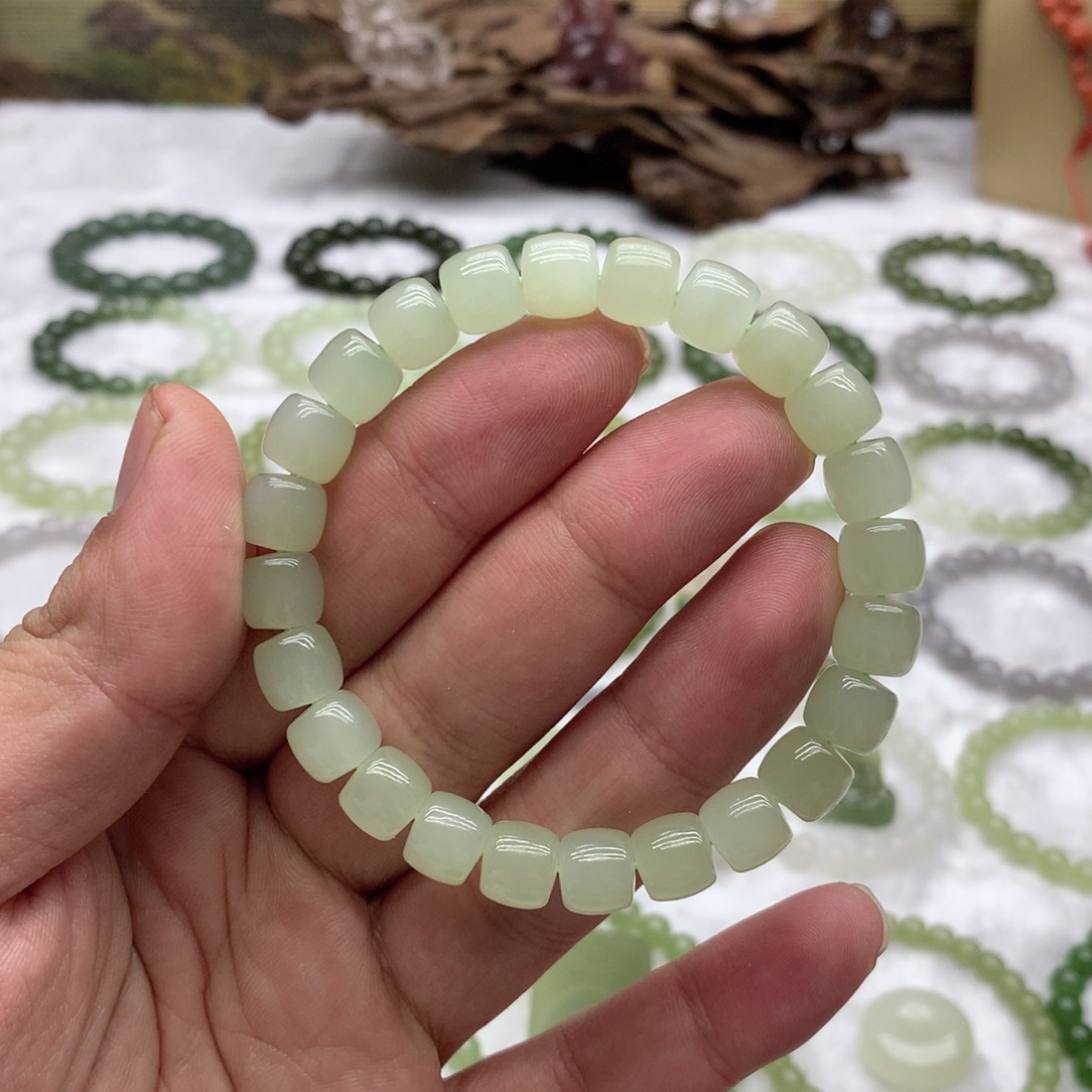 和田玉未镶嵌手串（直切冰晴水9）