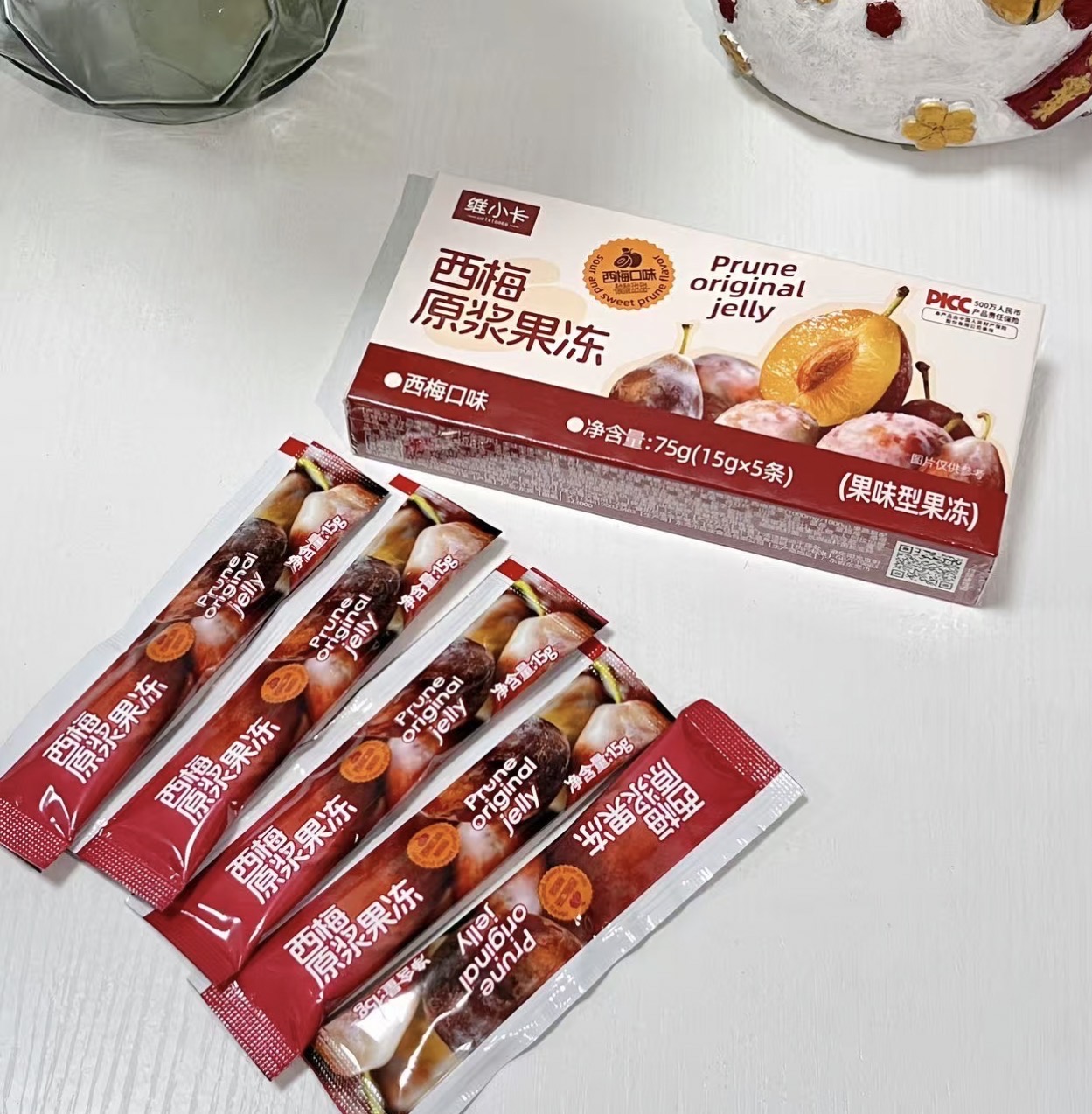 试吃2条 维小卡西梅原浆果冻西梅果冻果条大餐救星益生菌酵素果冻