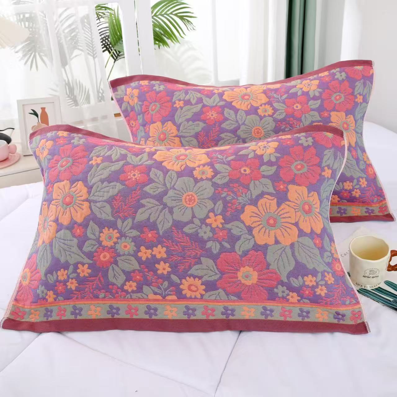 纱布枕巾一对吸汗透气高档柔软舒适情侣不限季节加厚家用