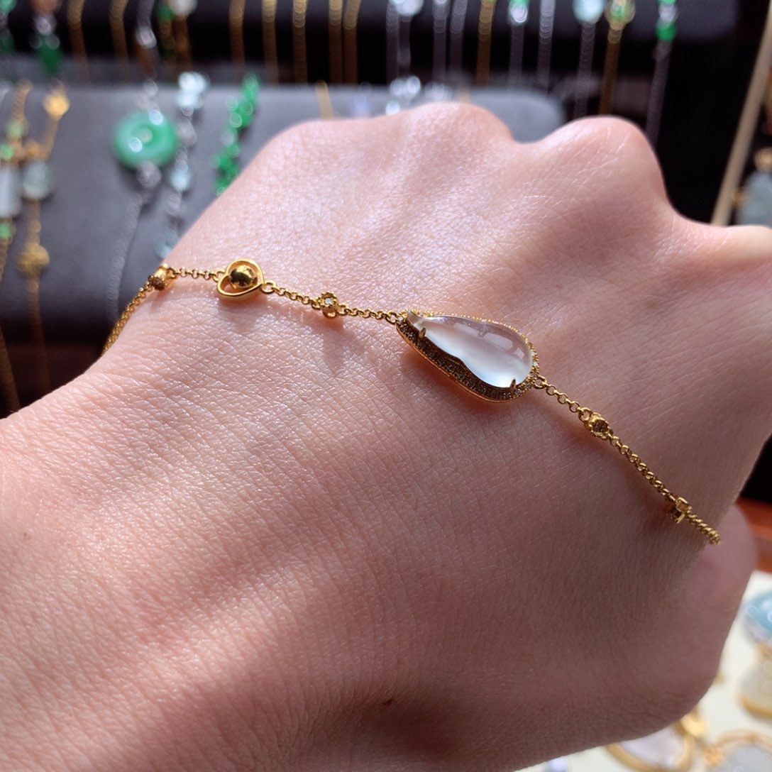 翡翠颈饰18K金镶嵌葫芦手链