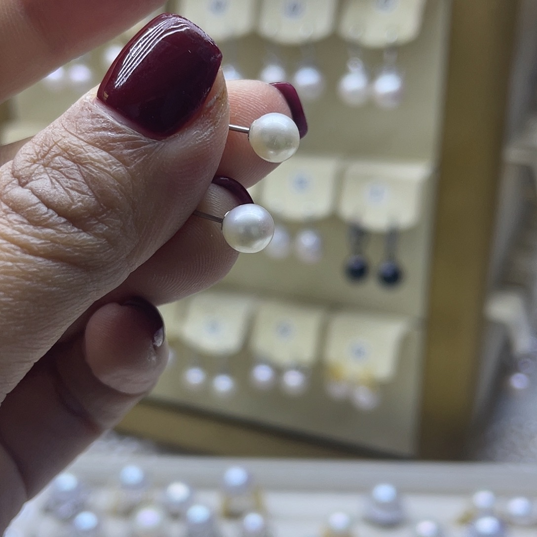 淡水珍珠耳饰银S925镶嵌